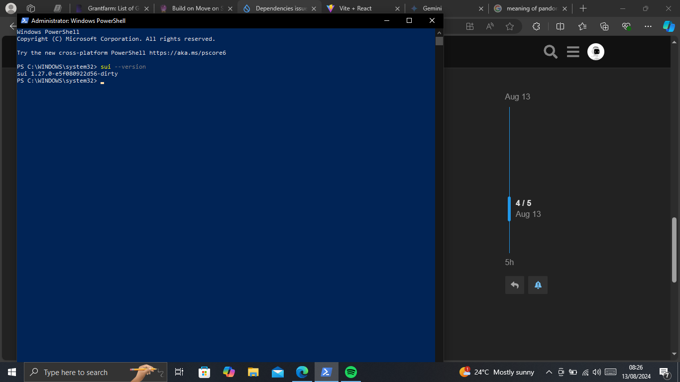Screenshot of Sui Move Runner v0.5.0 VS Code extension sidebar interface displaying new project structure options for Sui smart contract deployment tutorial