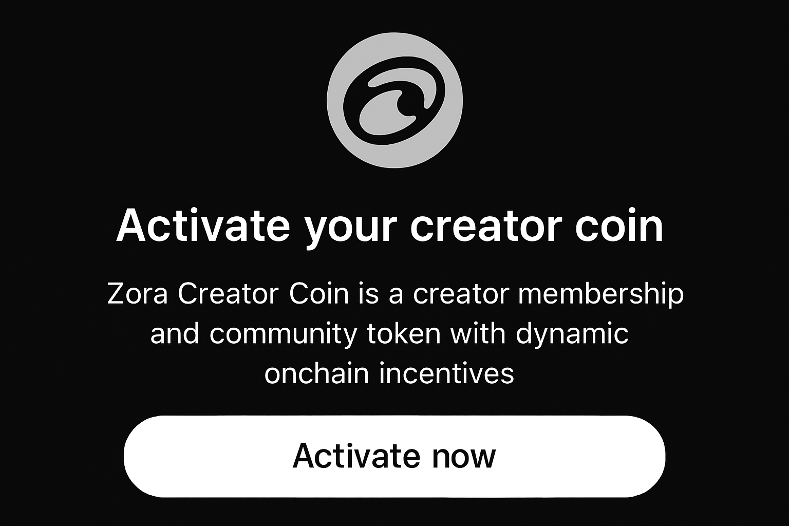 Screenshot of Base app profile page showing 'Activate your creator coin now' button for linking Zora Creator Coin