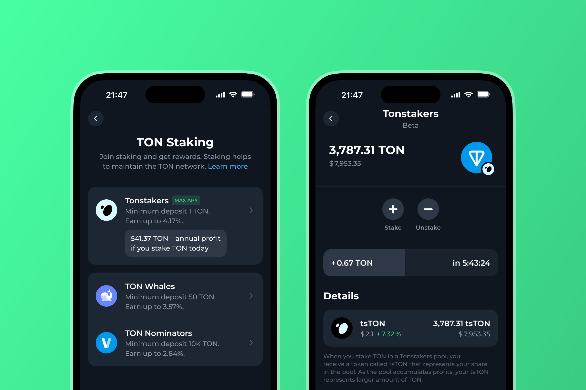 Screenshot of TON NFT trading interface within Telegram app showing NFT marketplace features