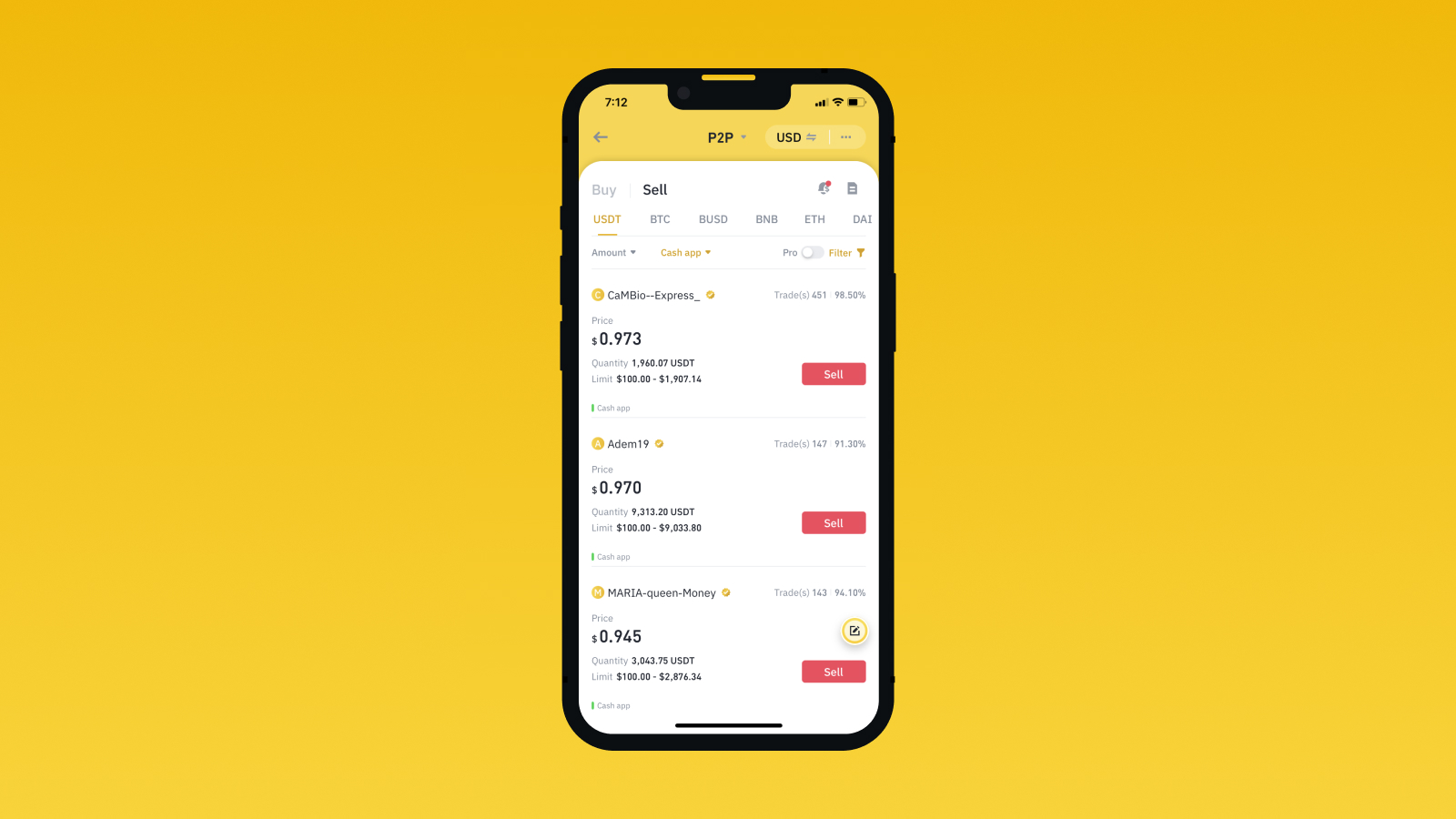 Trust Wallet app interface showing the Sell Bitcoin screen for a step-by-step guide