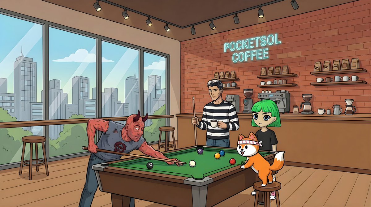 PocketSol 8 Ball Pool on Solana gameplay screenshot showing winning shot and $BALL token rewards earned in play-to-earn match