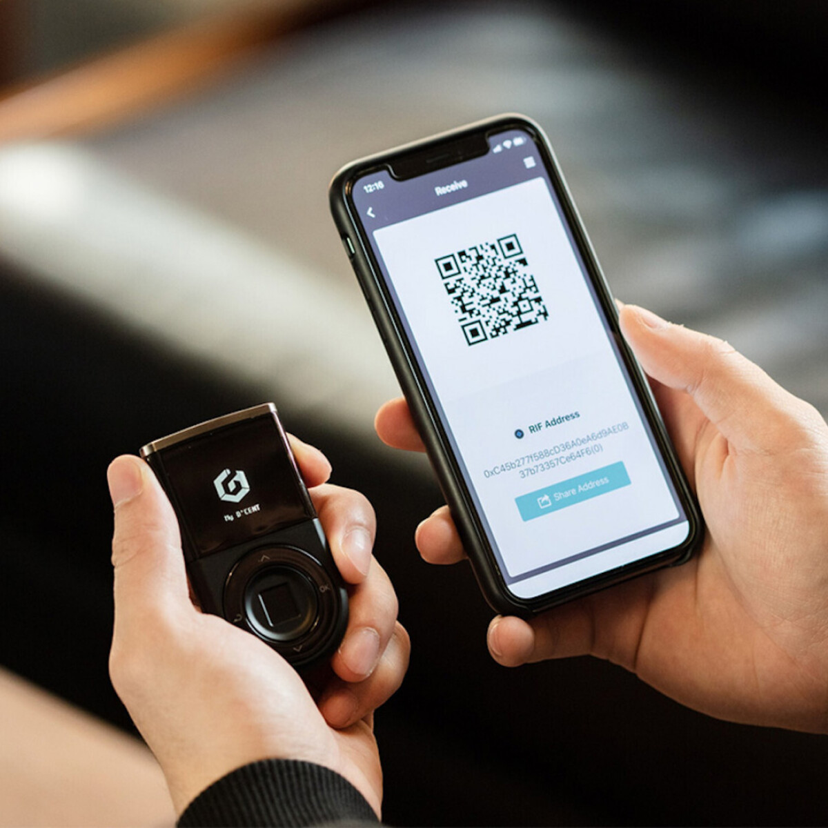 Secure passkey biometric authentication unlocking futuristic crypto smart wallet on smartphone for seedless self-custody