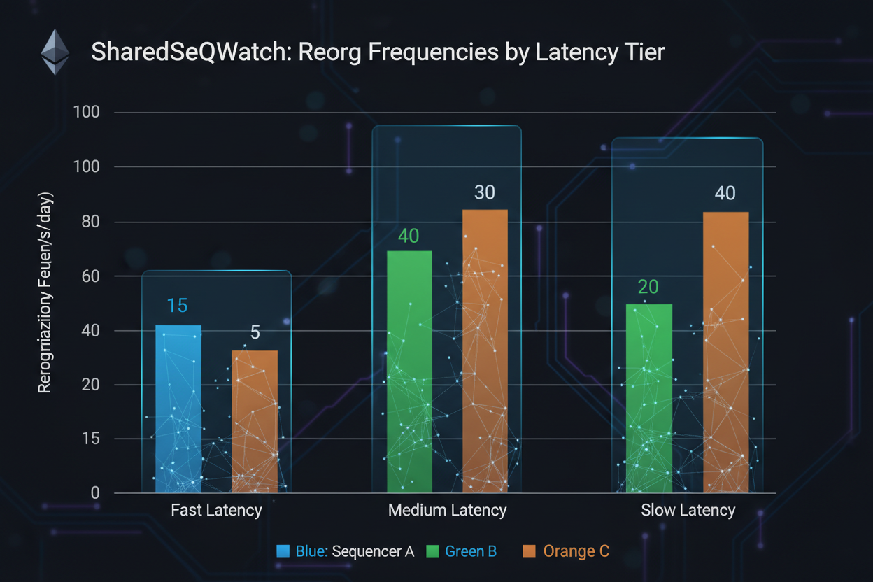SharedSeqWatch.com chart comparing reorg frequencies across Fast (<100ms), Medium (100-500ms), and Slow (>500ms) latency tiers for Ethereum shared sequencers, showing benchmarks and fairness tradeoffs” /></p>
<p>Real-world <strong>ethereum l2 performance metrics</strong> from SharedSeqWatch. com underscore slow tiers’ resilience: during January 2026 congestion spikes, they logged 30% fewer censorship events than faster counterparts, per denial-of-sequencing attack simulations. This tier’s cost-effectiveness stems from leveraging Ethereum’s native validators, slashing operational overhead by 50% versus proprietary fast setups. </p>
<h2 class=