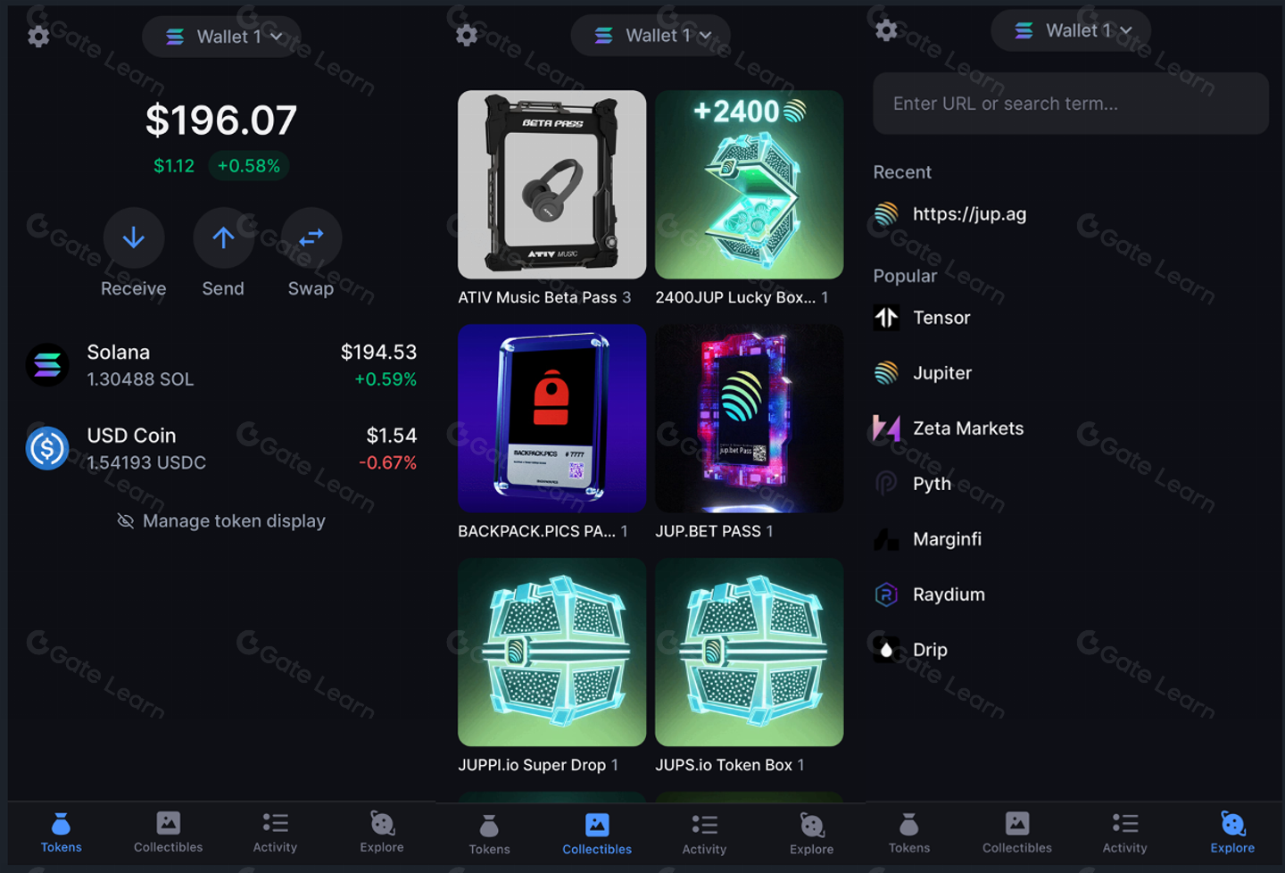Solana Saga phone displaying a decentralized perpetual order book trading app interface, highlighting mobile crypto trading on Solana