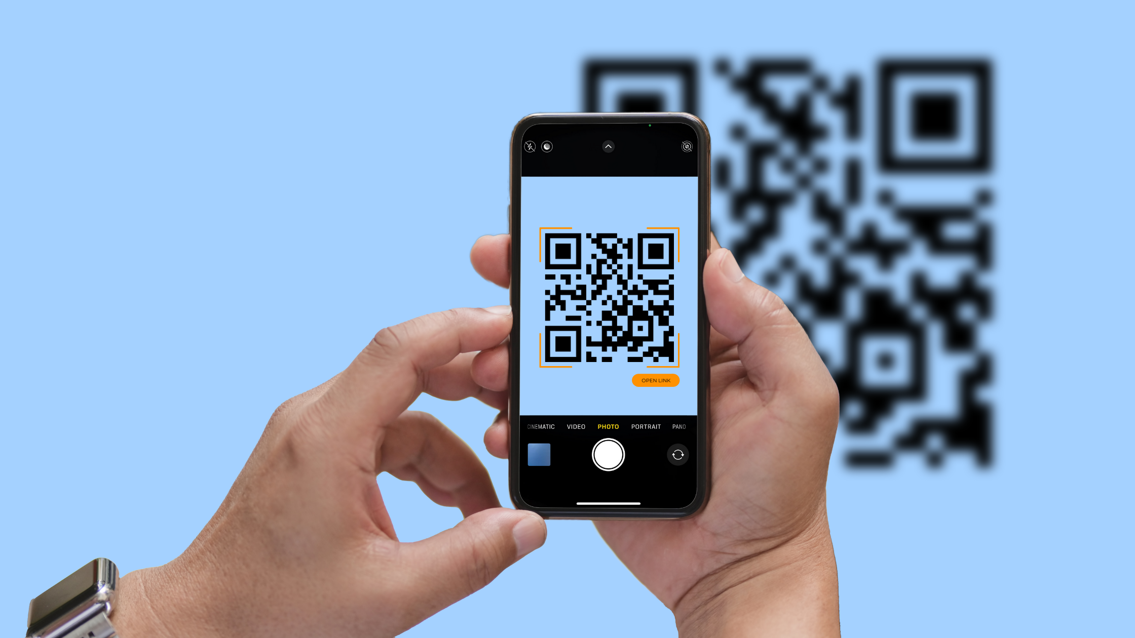Street vendor at bustling market stall displaying large printed USDC QR code for offline payments, customers scanning with mobile crypto wallets