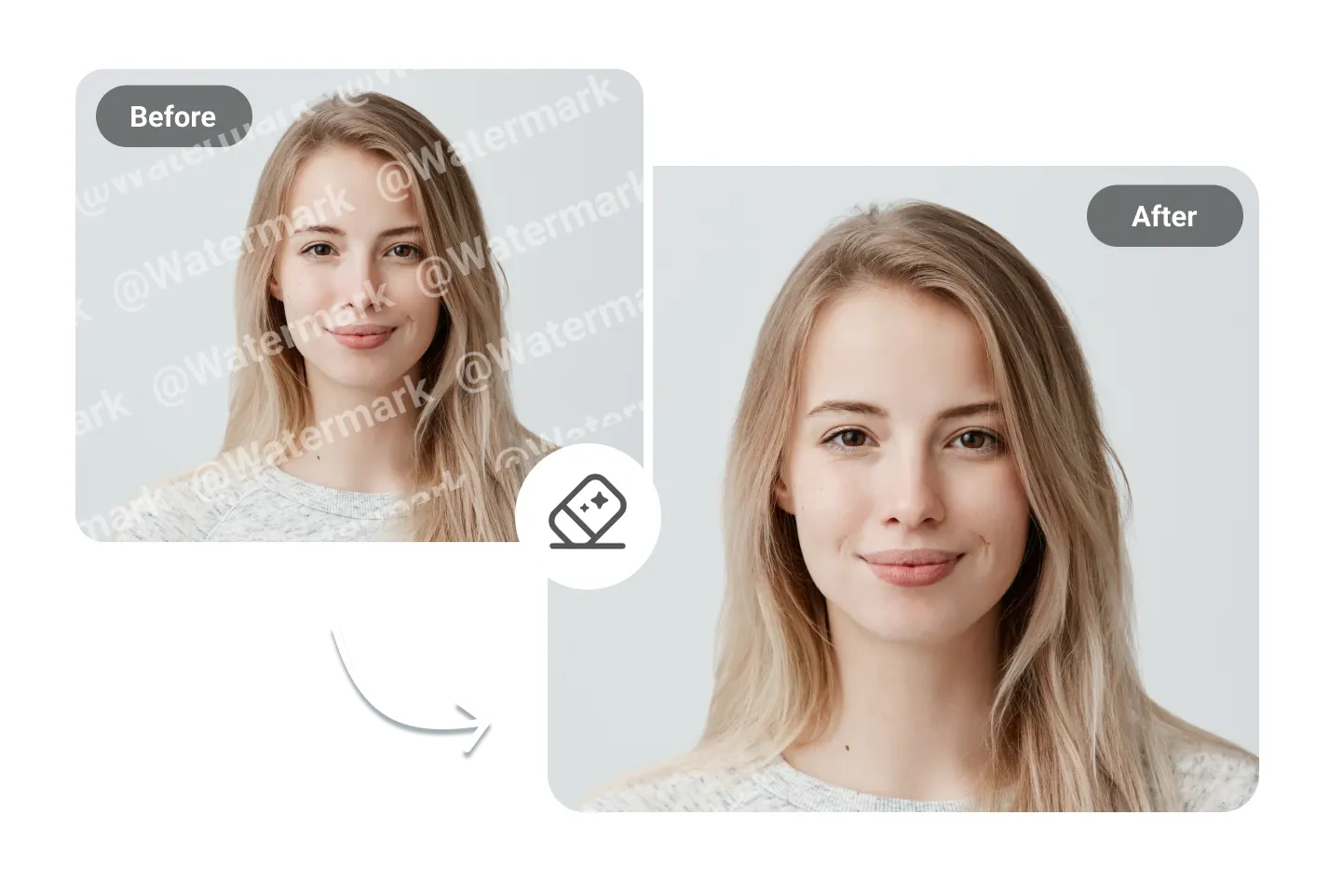 Visualization of invisible watermark embedded in synthetic AI-generated image revealed by detection software, showing normal image and watermark overlay for authenticity verification