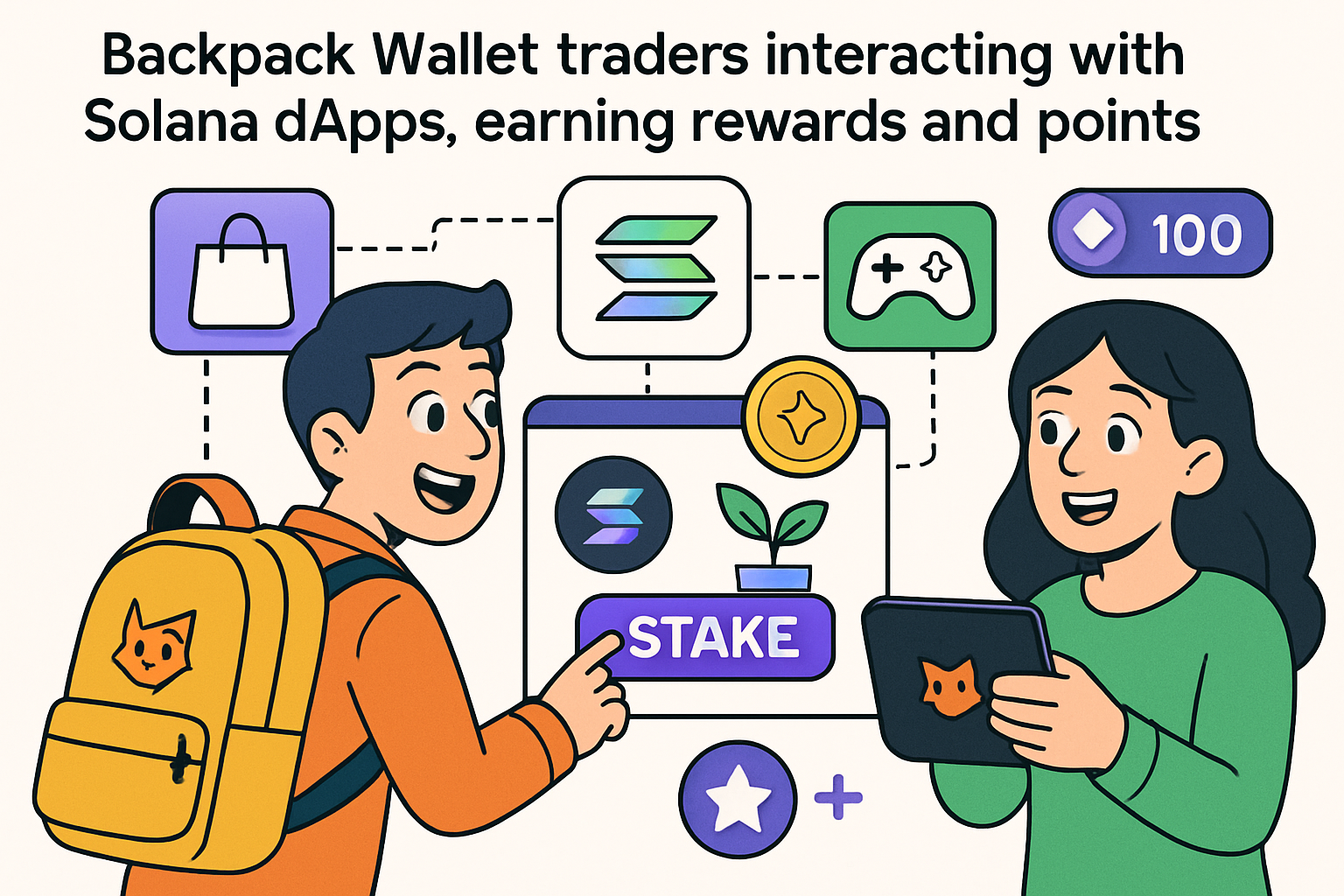 Traders using Backpack Wallet across multiple Solana dApps for airdrop rewards and point boosts