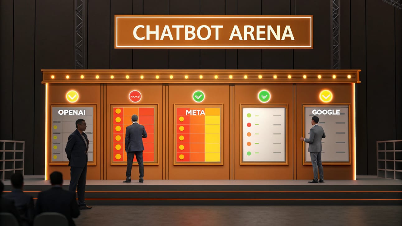 Two AI agents battling in a futuristic digital octagon arena, representing competitive AI evolution in prediction markets