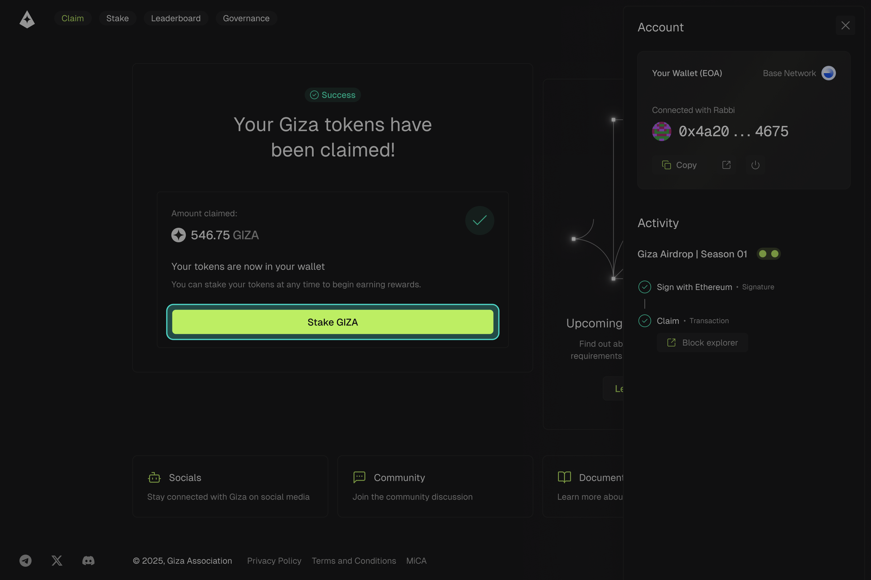 User checking Base token airdrop eligibility dashboard on laptop screen, crypto wallet connected