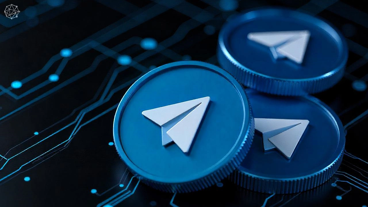 Telegram users interacting with a Mini App interface to complete a Toncoin transaction, showcasing seamless blockchain integration within the messaging platform.