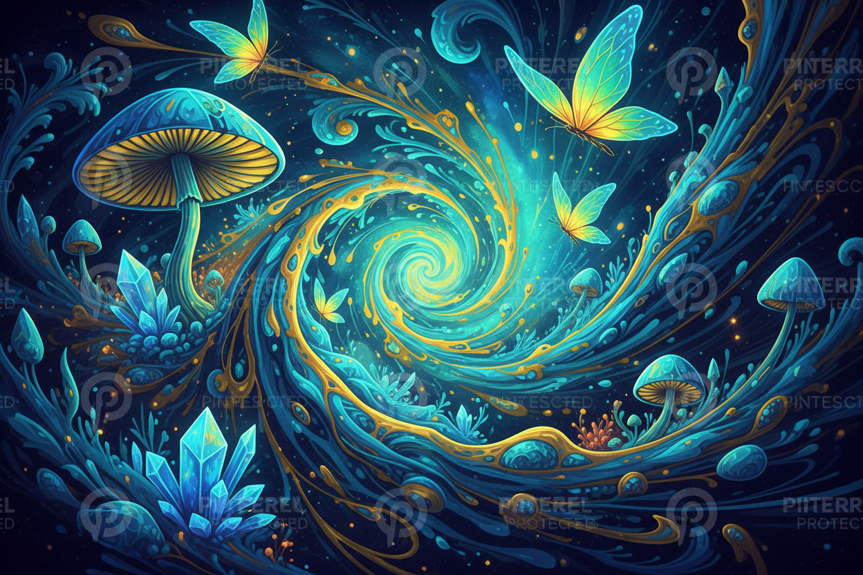 Vibrant AI-generated artwork with subtle invisible watermark overlay for theft protection on Pinterest