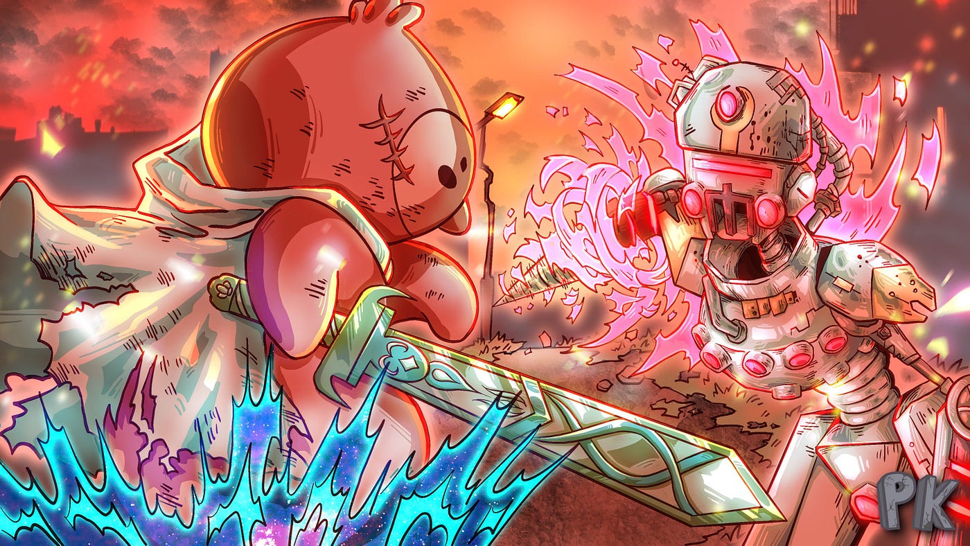 Vibrant digital illustration of a DAO member staking an NFT badge to unlock glowing voting power multipliers in decentralized governance