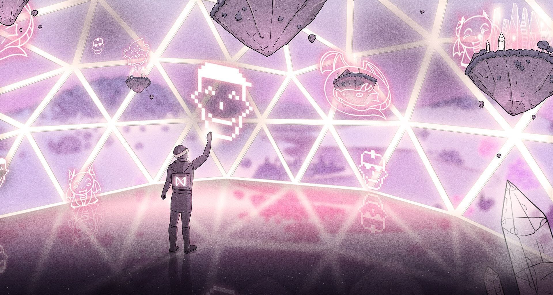 Vibrant futuristic illustration of glowing soulbound NFT badge unlocking DAO voting power on blockchain interface for governance tokens