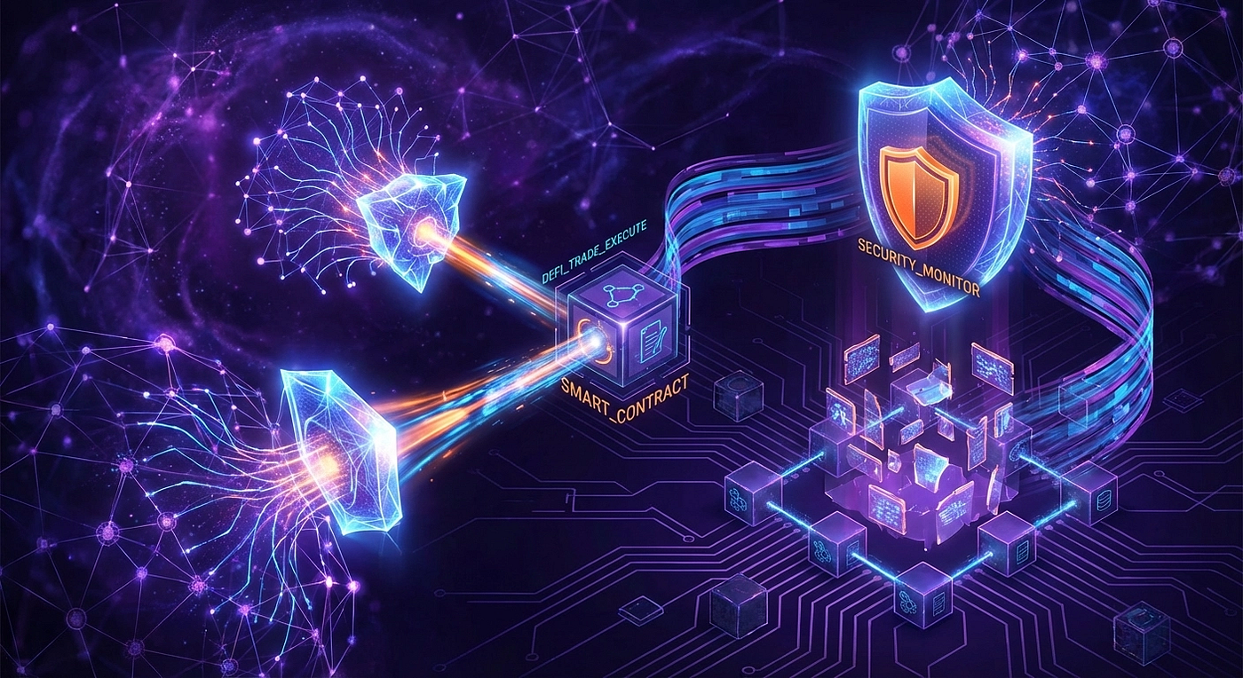 Vibrant illustration of AI agent unlocking smart wallet with EIP-7702 session keys, secure DeFi automation flows Ethereum account abstraction