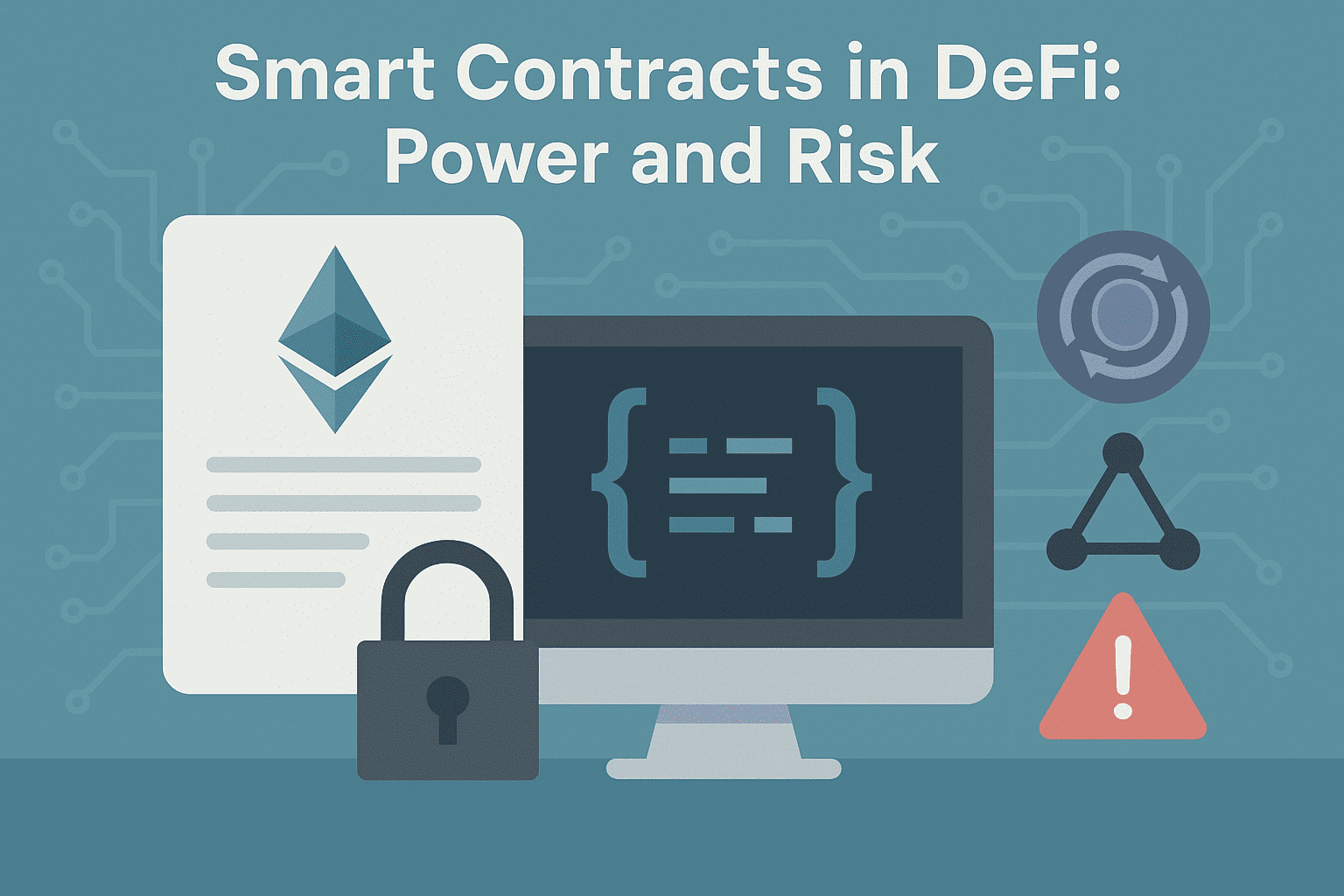 Conceptual illustration showing DeFi smart contract security breach with digital assets lost due to access control flaws in 2025