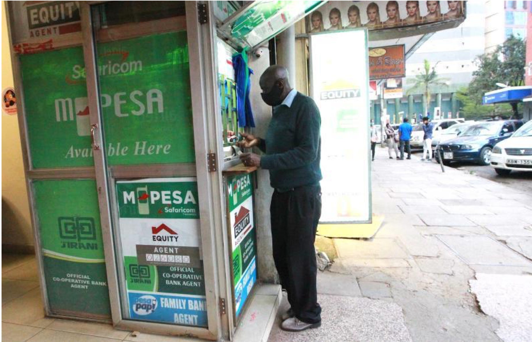 Visual diagram of M-Pesa app flow depositing funds into USDC wallet on mobile screen for Kenyan users in 2026