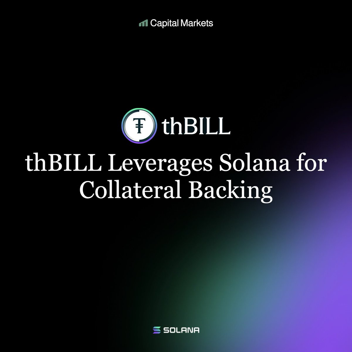 Visual diagram of thBILL tokenized treasury fund collateral flow from ULTRA on Solana blockchain to onchain liquidity pools, illustrating Theo Network RWA tokenization process