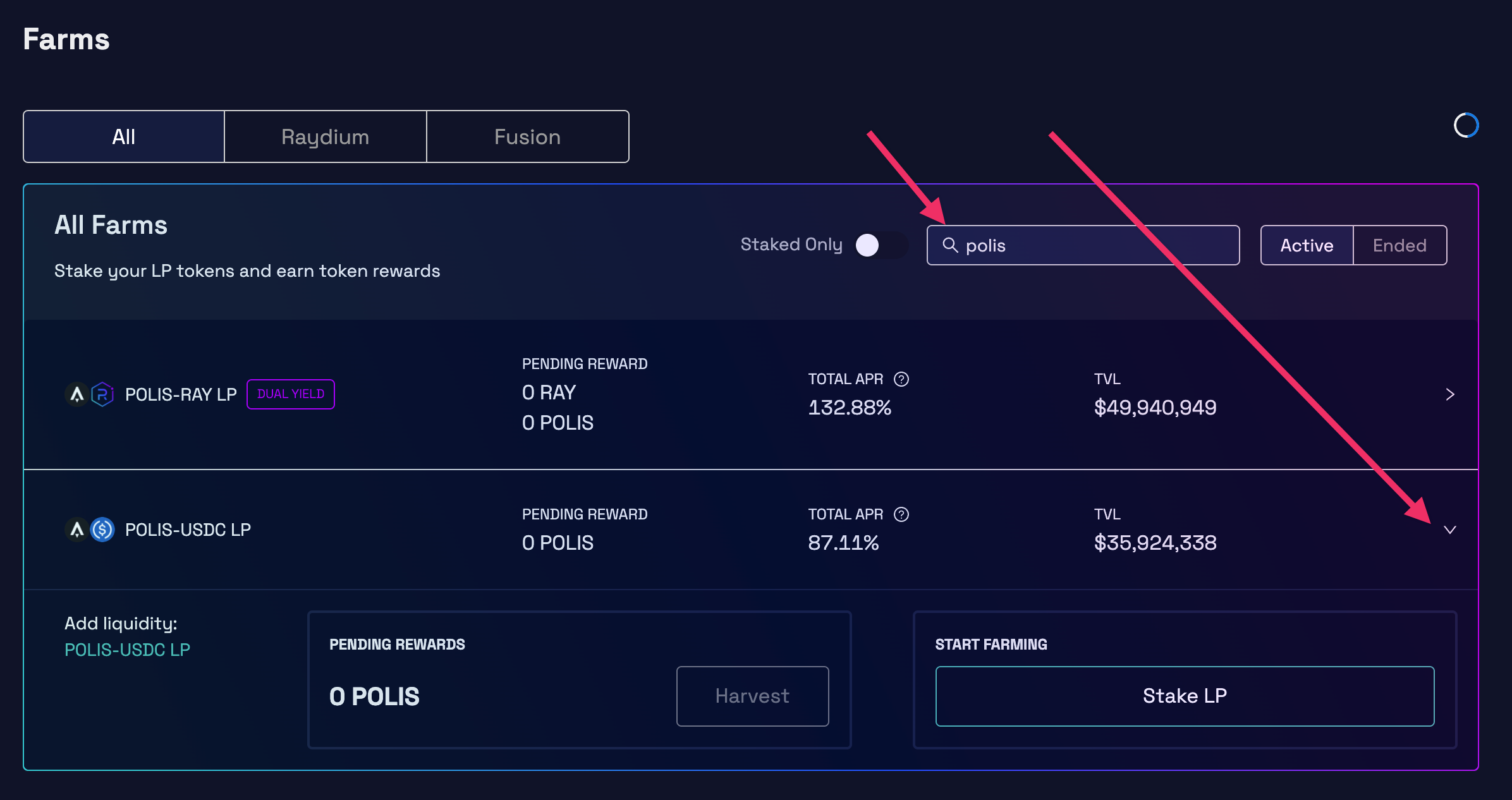 Screenshot of Aerodrome Finance Farms interface showing staked LP positions and accruing AERO rewards on Base network