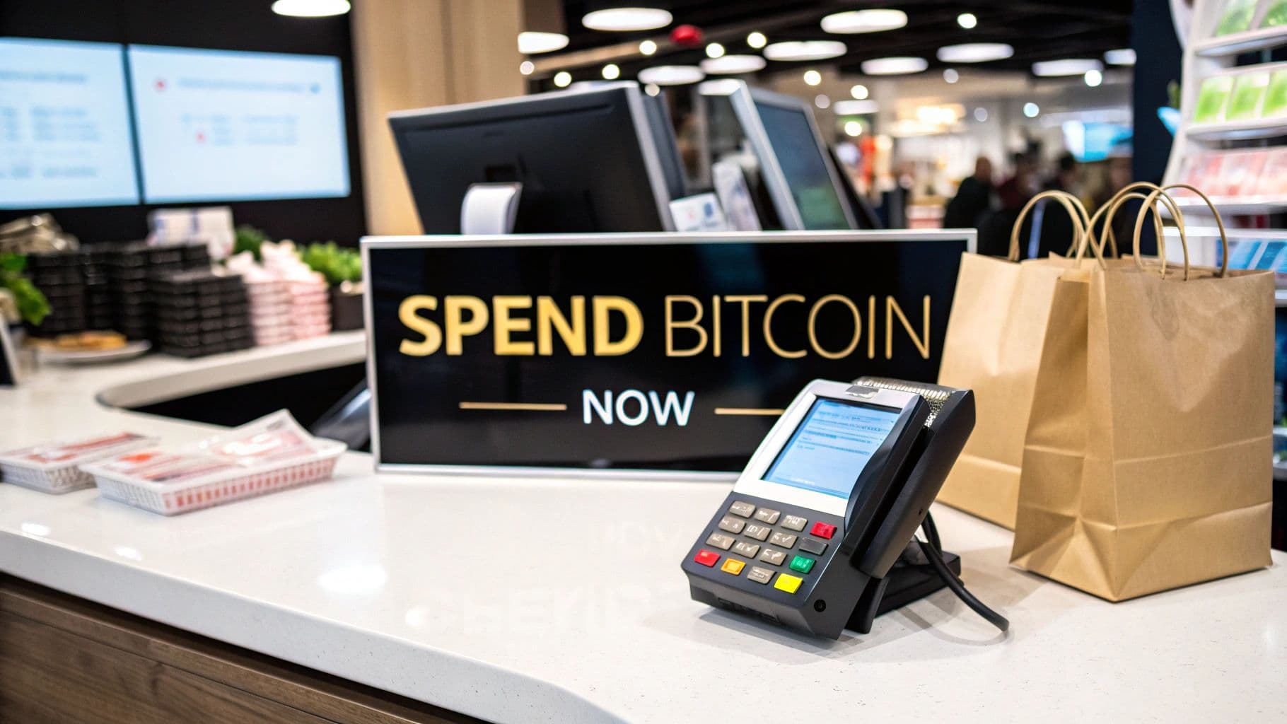 Merchant point-of-sale terminal accepting USDC payments via Base blockchain in 2025, showcasing real-time crypto transaction adoption in retail