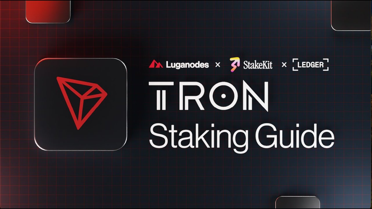 Step-by-step visual guide showing how to stake TRX in the Ledger Live interface, highlighting the Earn rewards button and validator selection for TRON staking.