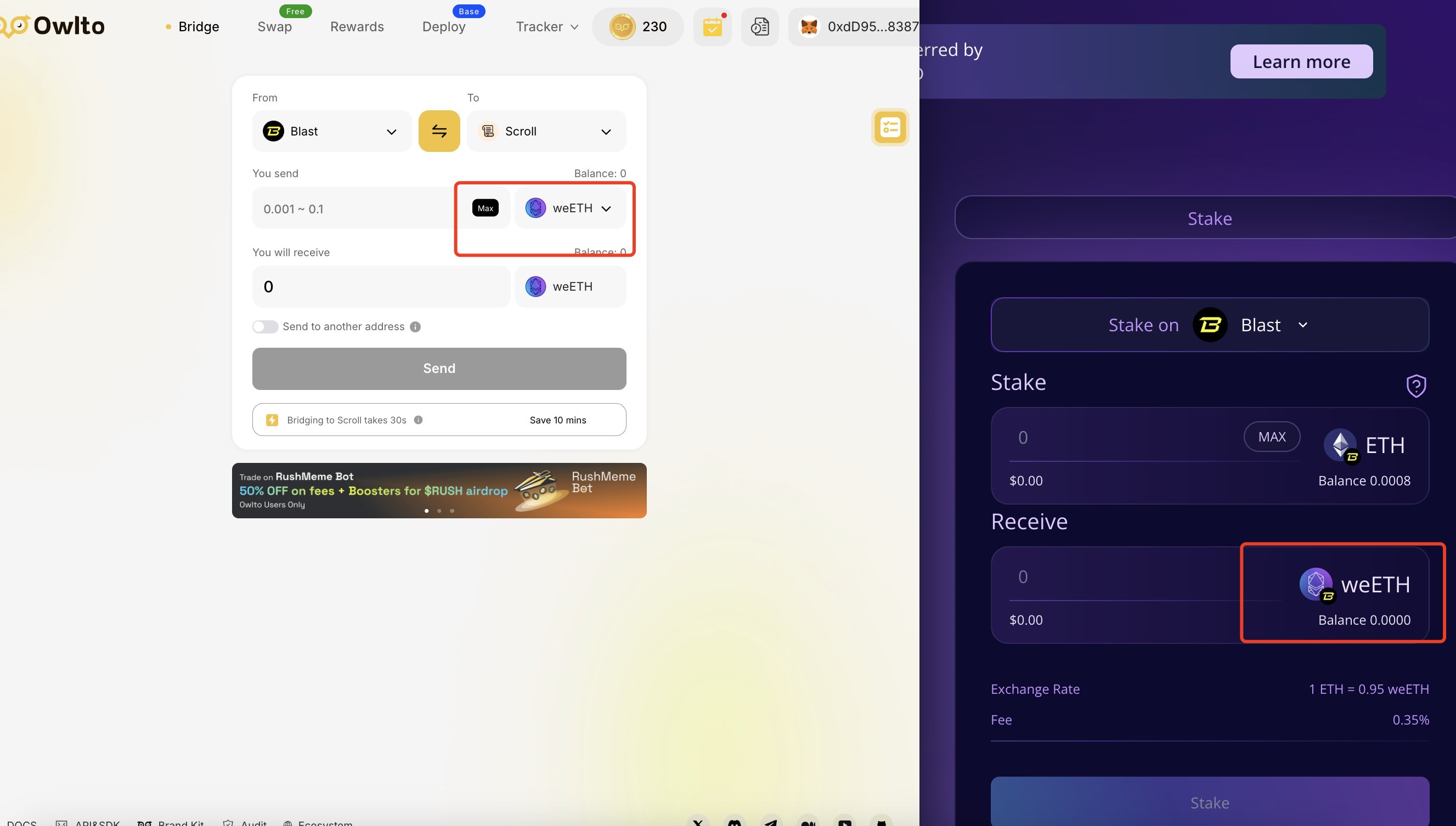 Binance Wallet Mitosis Booster Campaign interface walkthrough showing how to deposit BNB or USDT into Mitosis Yield Vaults and claim MITO rewards