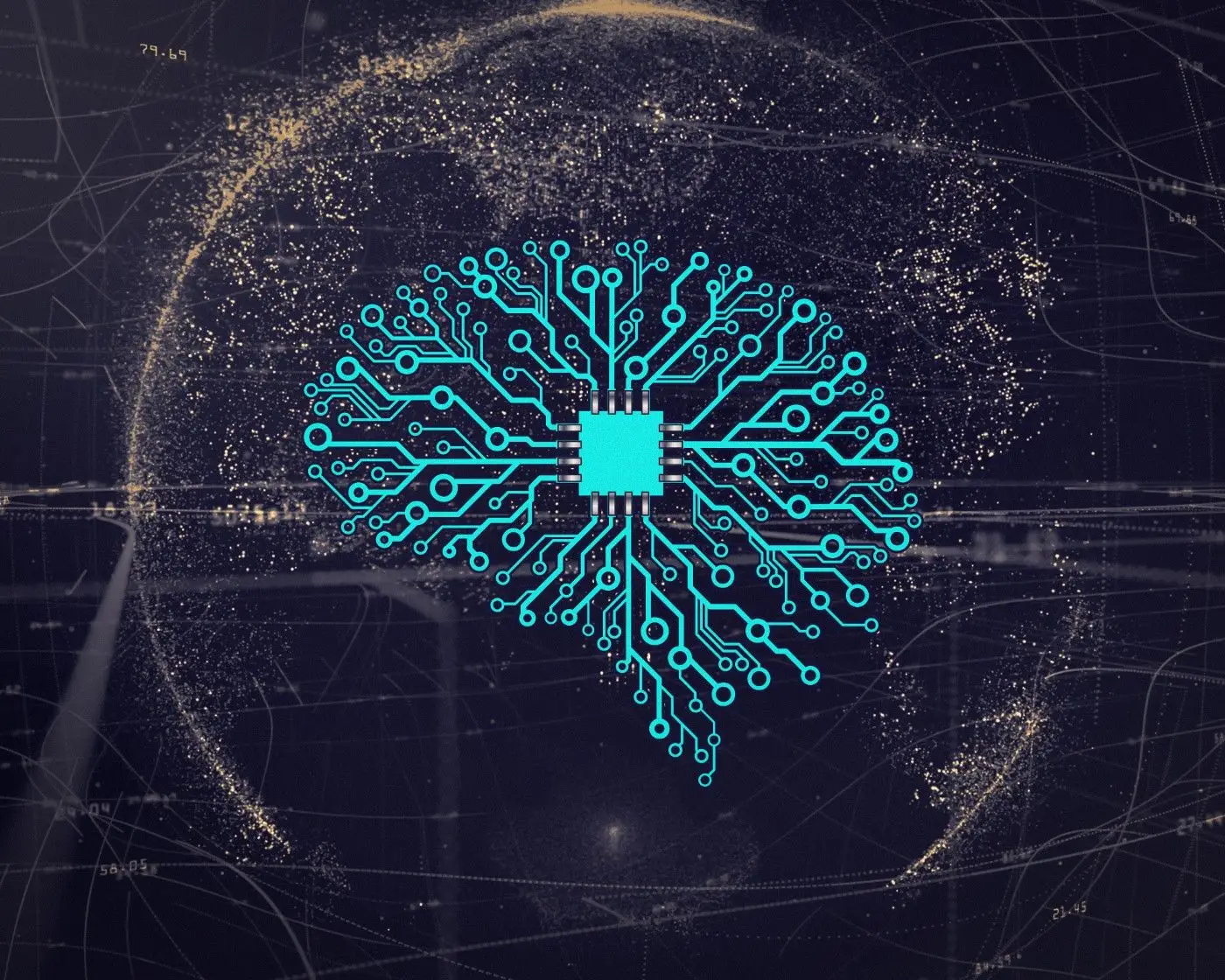 Conceptual visualization of an LSTM neural network analyzing cryptocurrency market data for trading bot applications