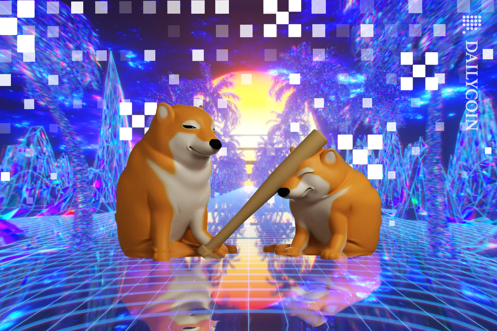 Visualization of BONK token burns and decreasing supply on Solana blockchain, featuring digital flames and shrinking BONK tokens to represent supply reduction over time.