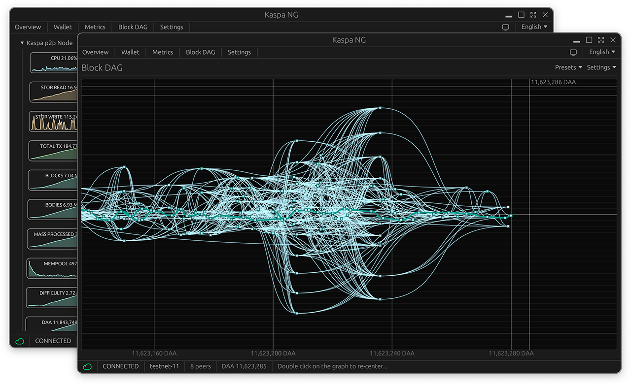 Kaspa BlockDAG structure vs linear blockchain visualization highlighting scalability and parallel block processing