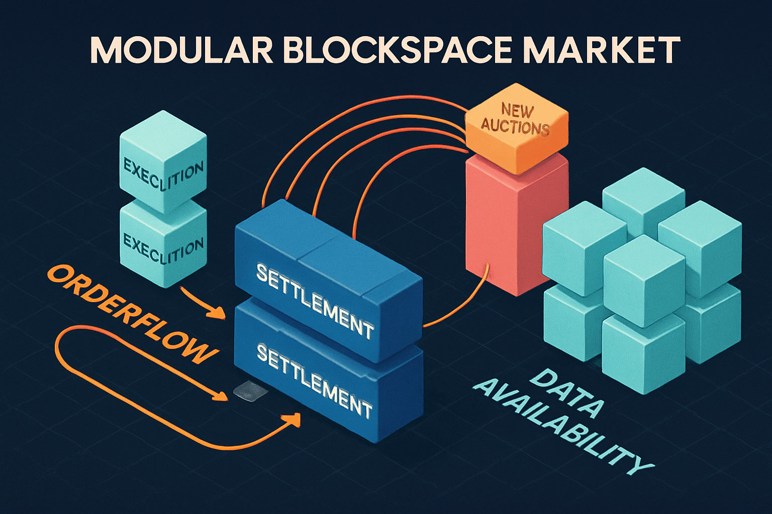 Visualization of modular blockspace markets with highlighted orderflow streams in MEV auction systems