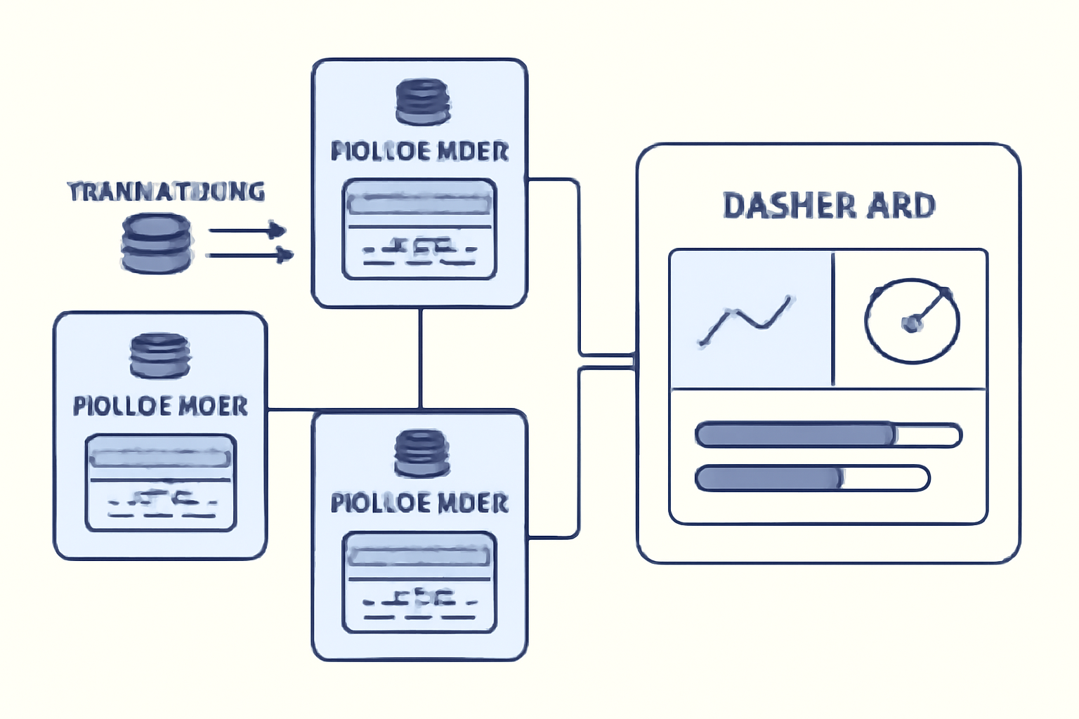 Multiple interconnected rollup nodes handling streams of transactions, with a dashboard showing performance metrics.