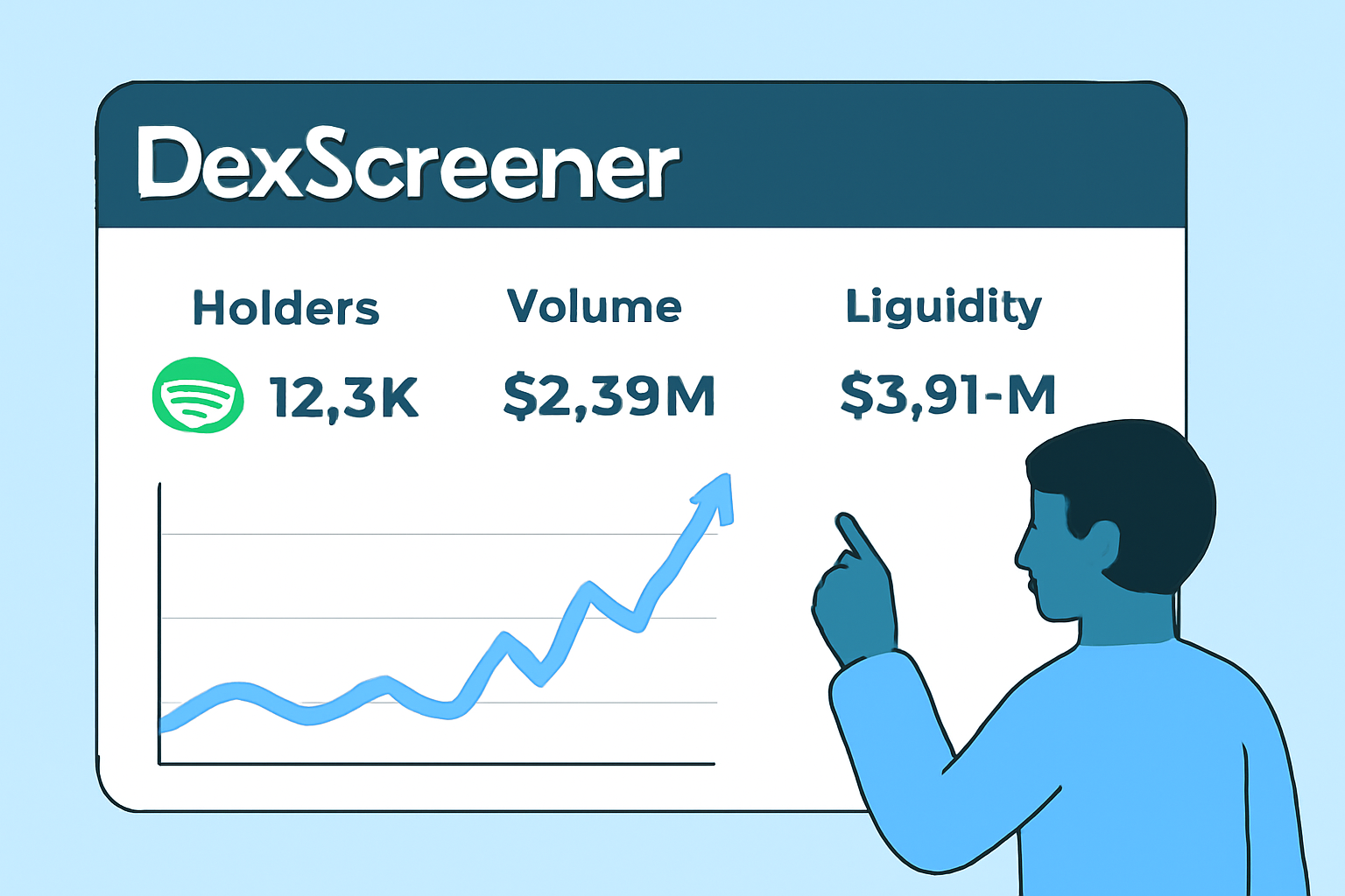dexscreener dashboard solana token holders volume liquidity charts spiking