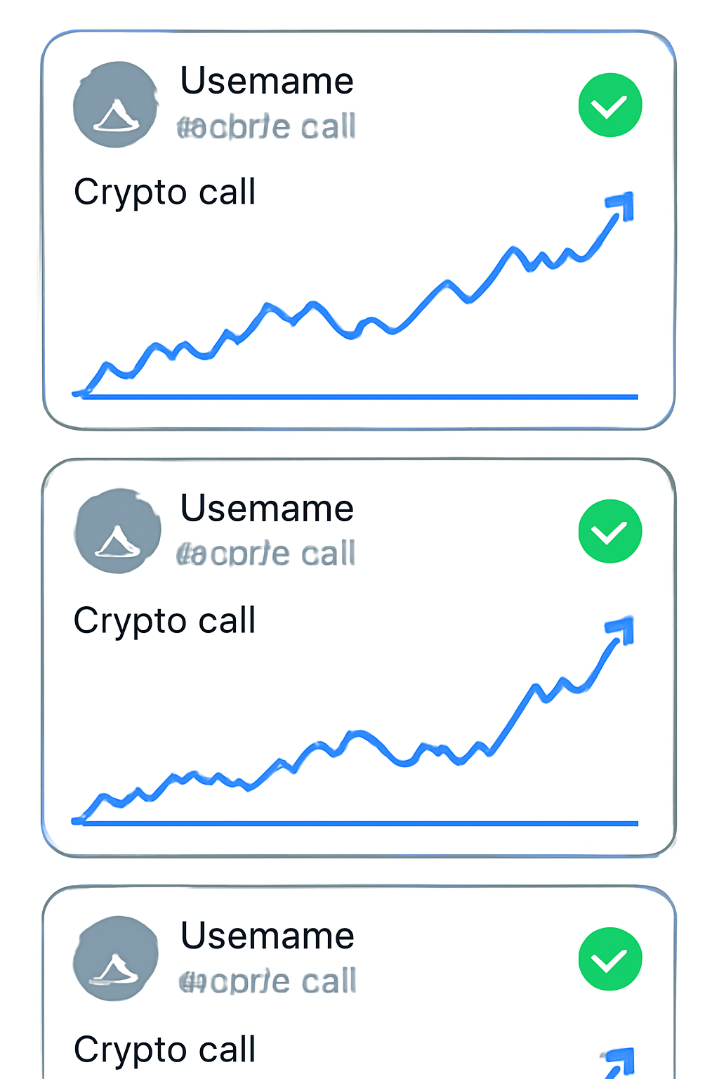 twitter timeline showing old successful crypto calls, green checkmarks, bullish charts