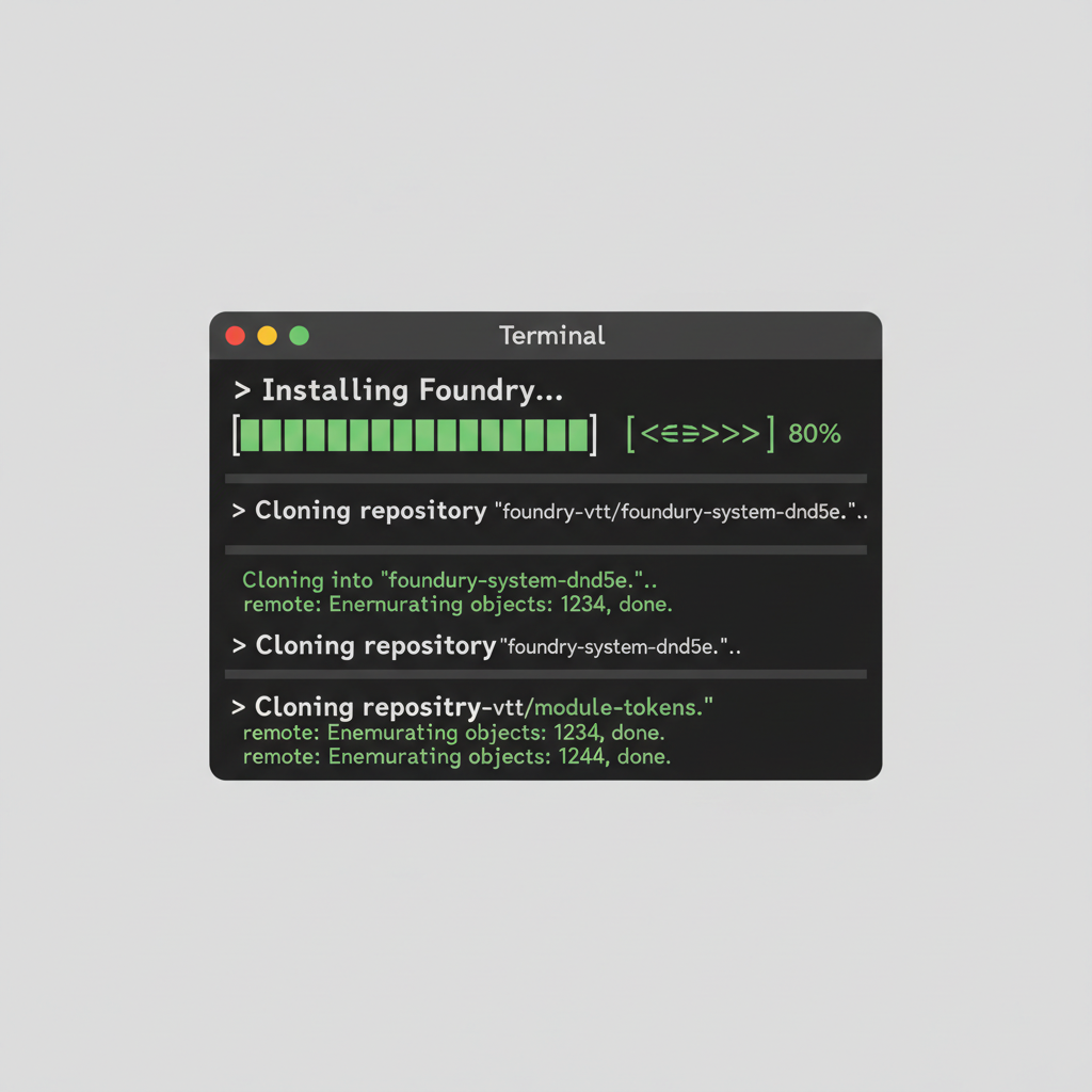 terminal window installing Foundry and cloning GitHub repos