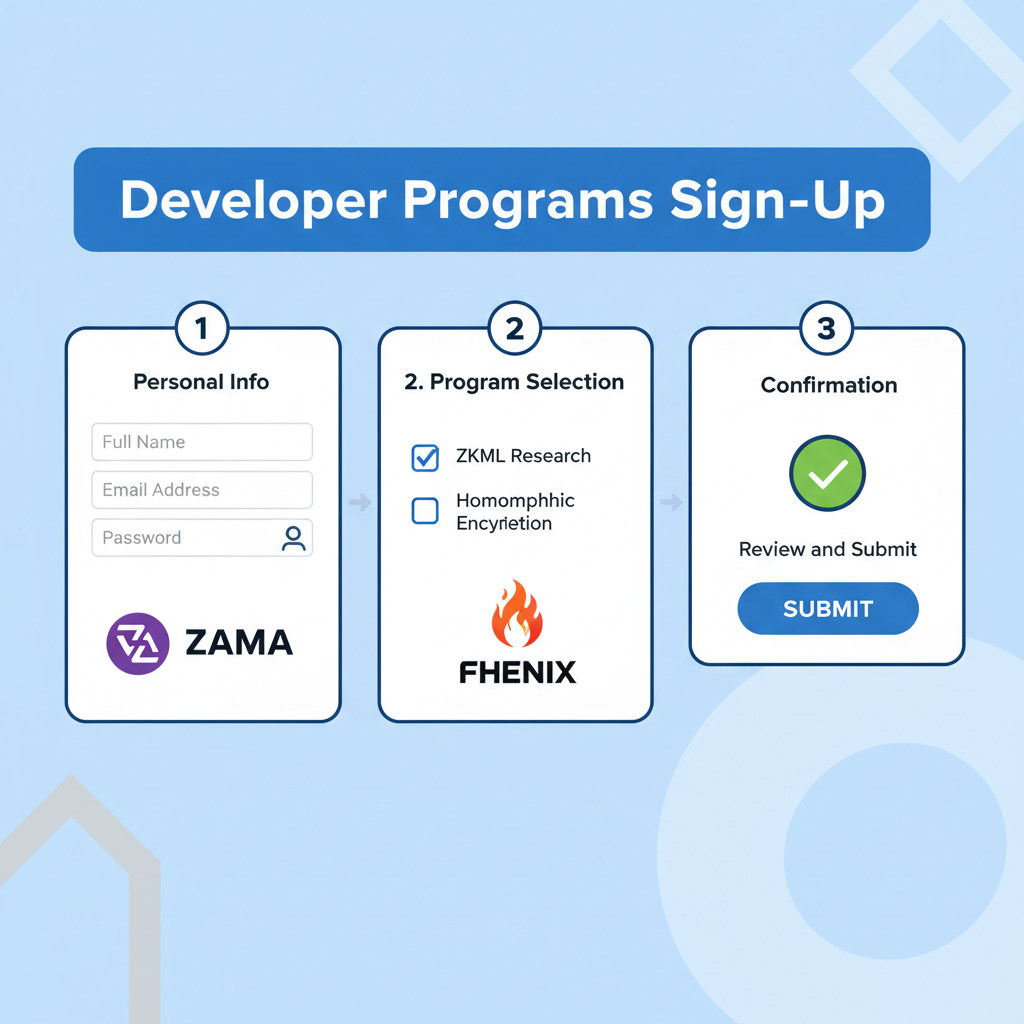 sign-up form for developer programs with Zama and Fhenix logos