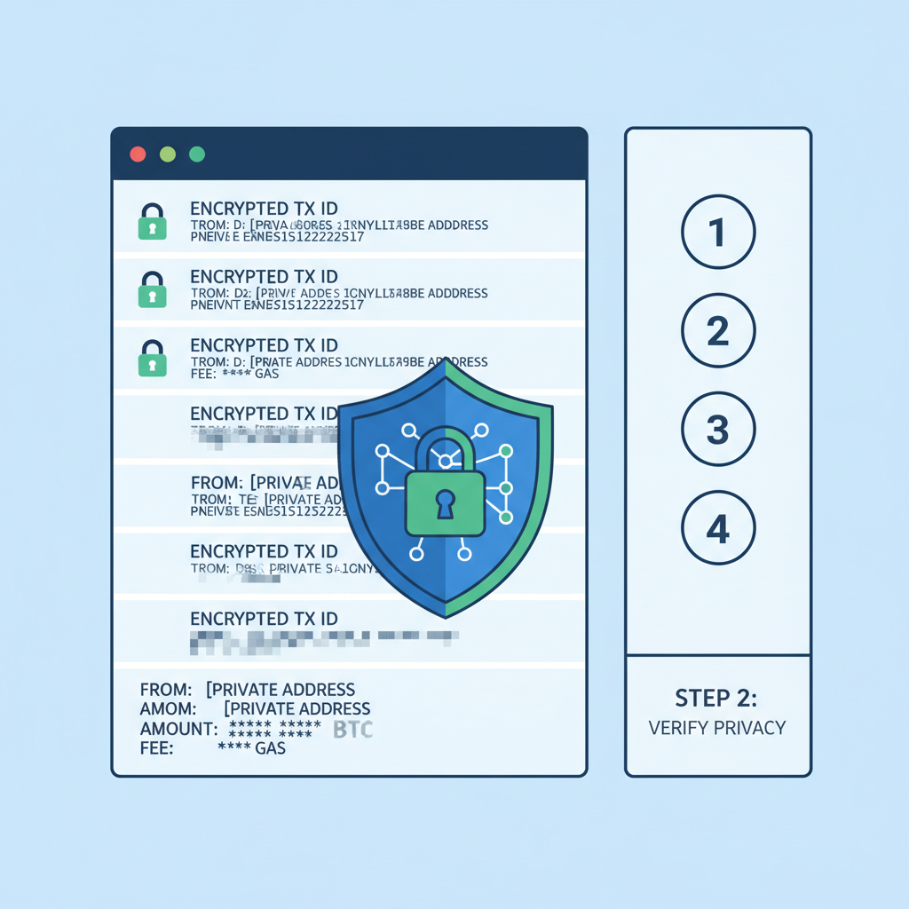 dashboard showing encrypted tx on blockchain explorer with privacy shield