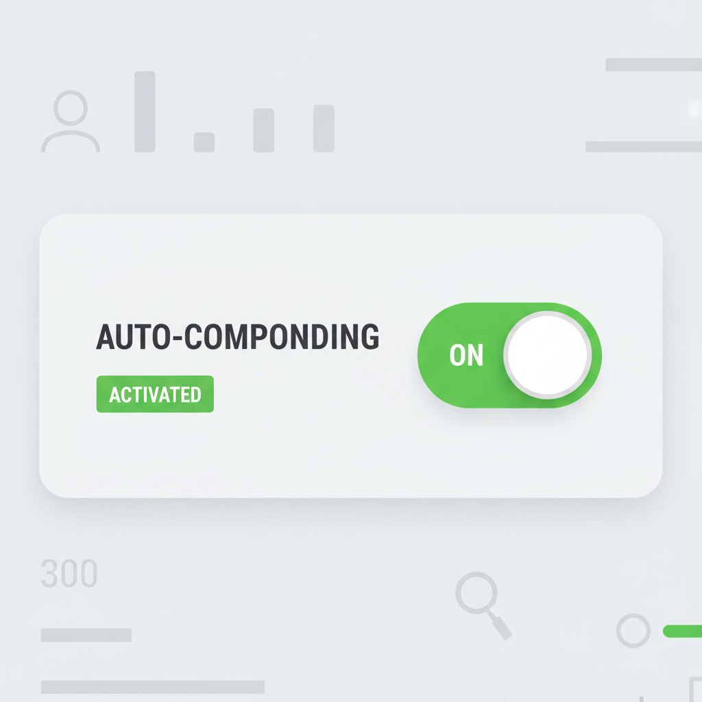 toggle switch for auto-compounding in staking dashboard, green activated state