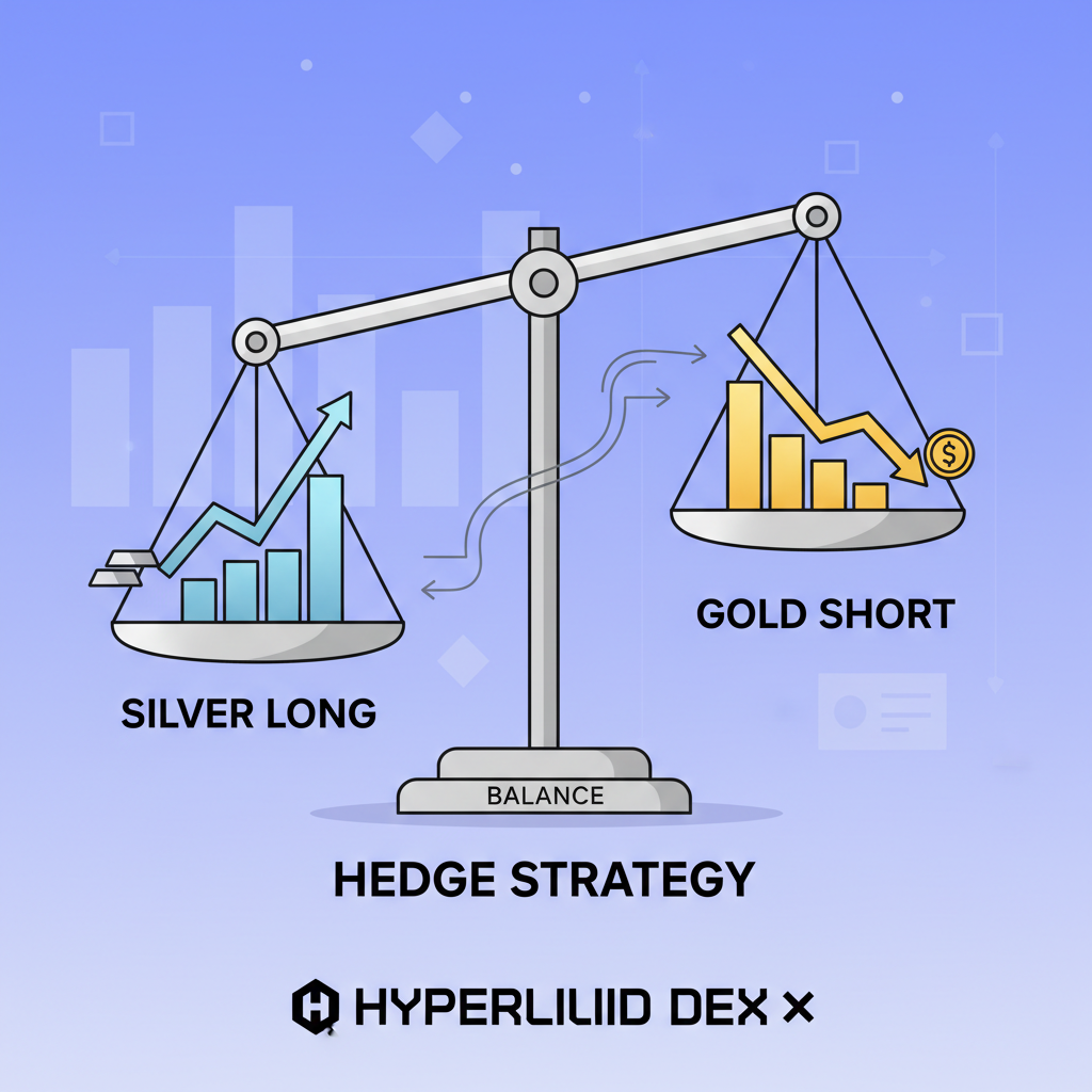 dual chart silver long gold short hedge strategy balance scale Hyperliquid DEX