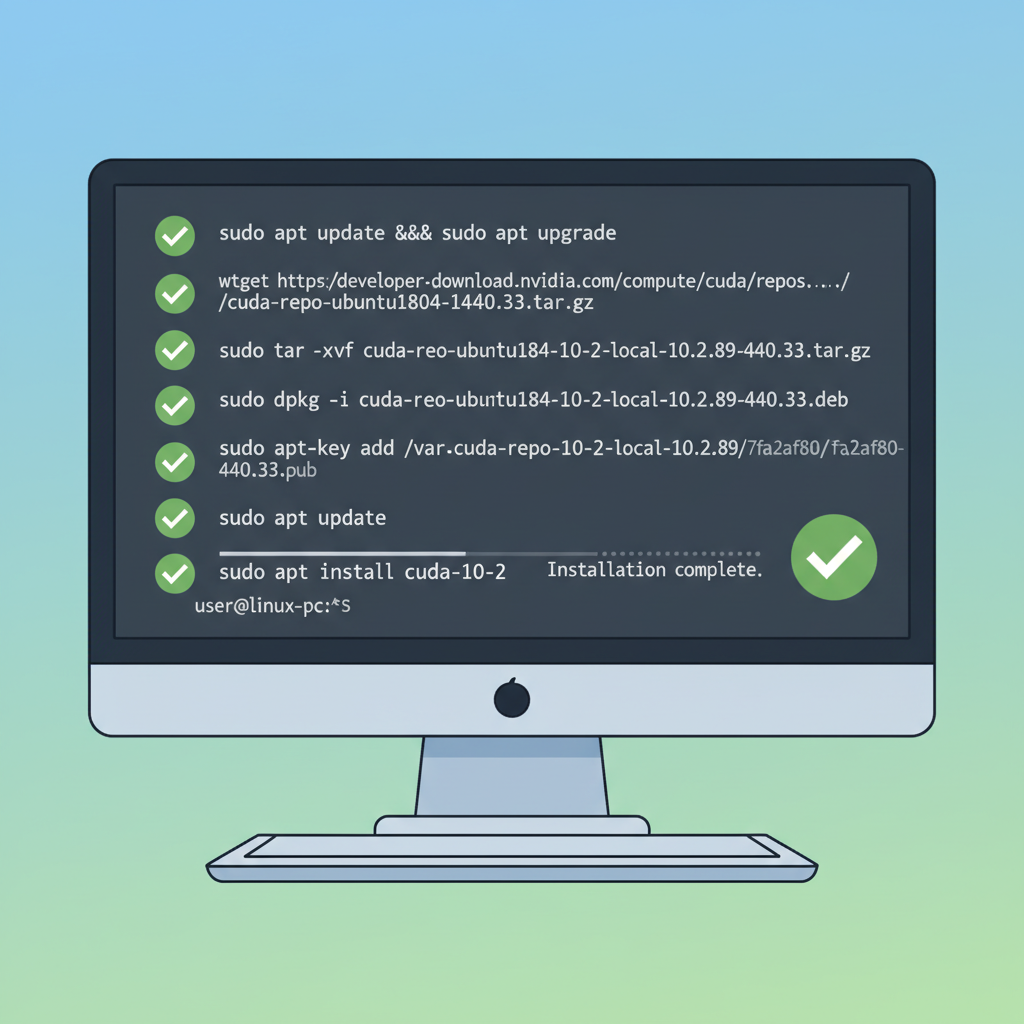command line installing CUDA on Linux PC, green checkmarks