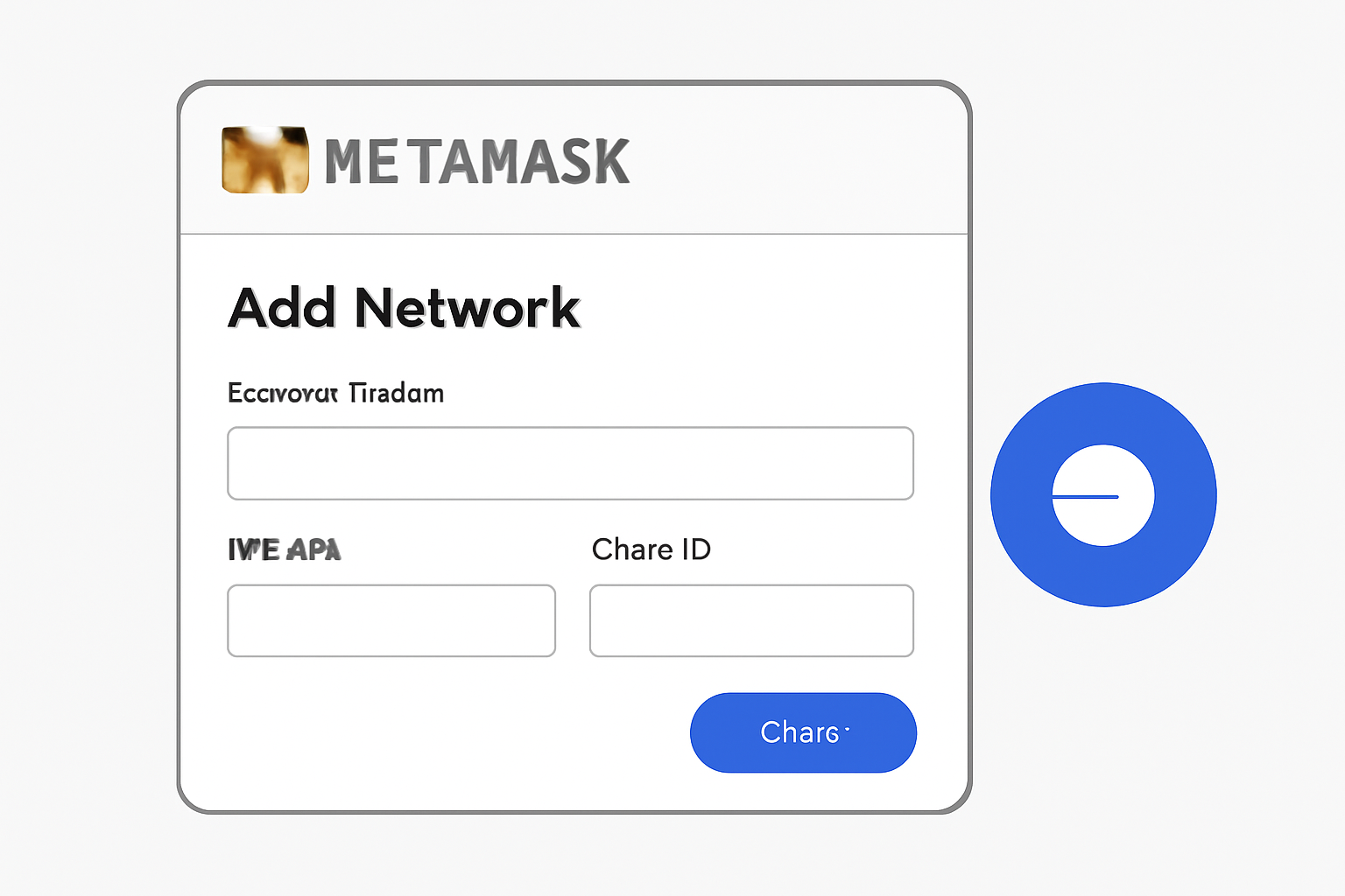 A MetaMask interface with the 'Add Network' screen open, showing fields for network name, RPC URL, and chain ID, with a Base logo nearby