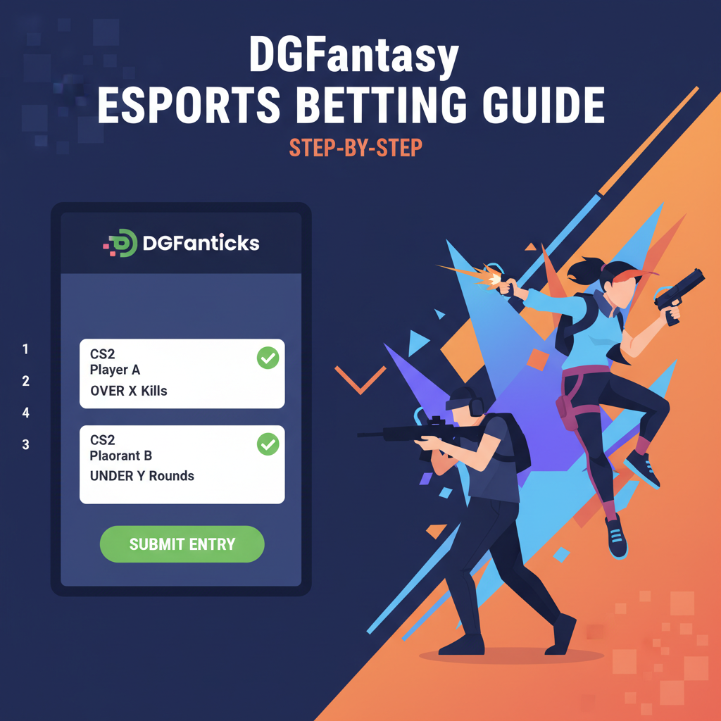 YouTube thumbnail of DGFantasy esports betting guide, PrizePicks screen, CS2 Valorant highlights