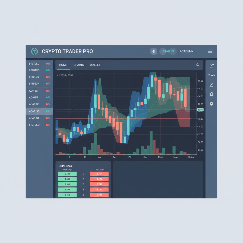 clean crypto footprint chart dashboard interface on trading platform, modern UI, volume profiles visible
