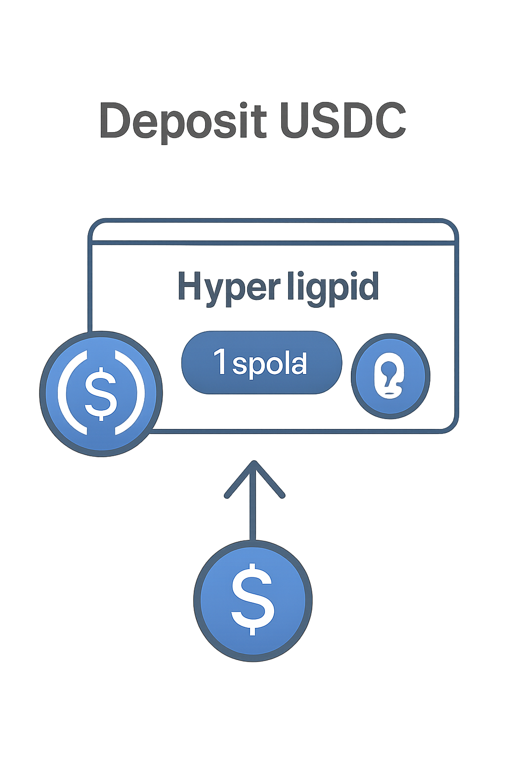 Depositing USDC into Hyperliquid wallet interface, stablecoin icons, secure transaction flow