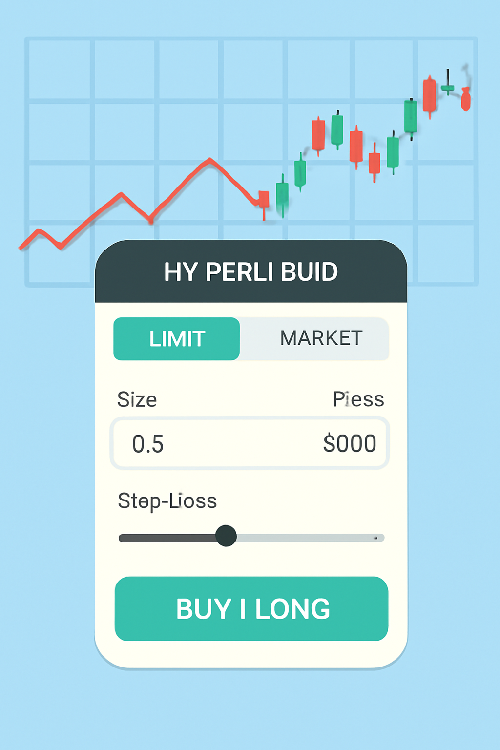 Hyperliquid order placement screen for 10x leverage trade with stop-loss slider, charts in background