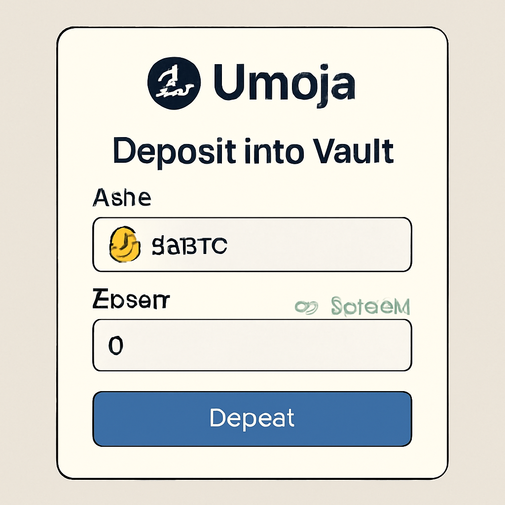 screenshot Umoja vault deposit interface cbBTC approved