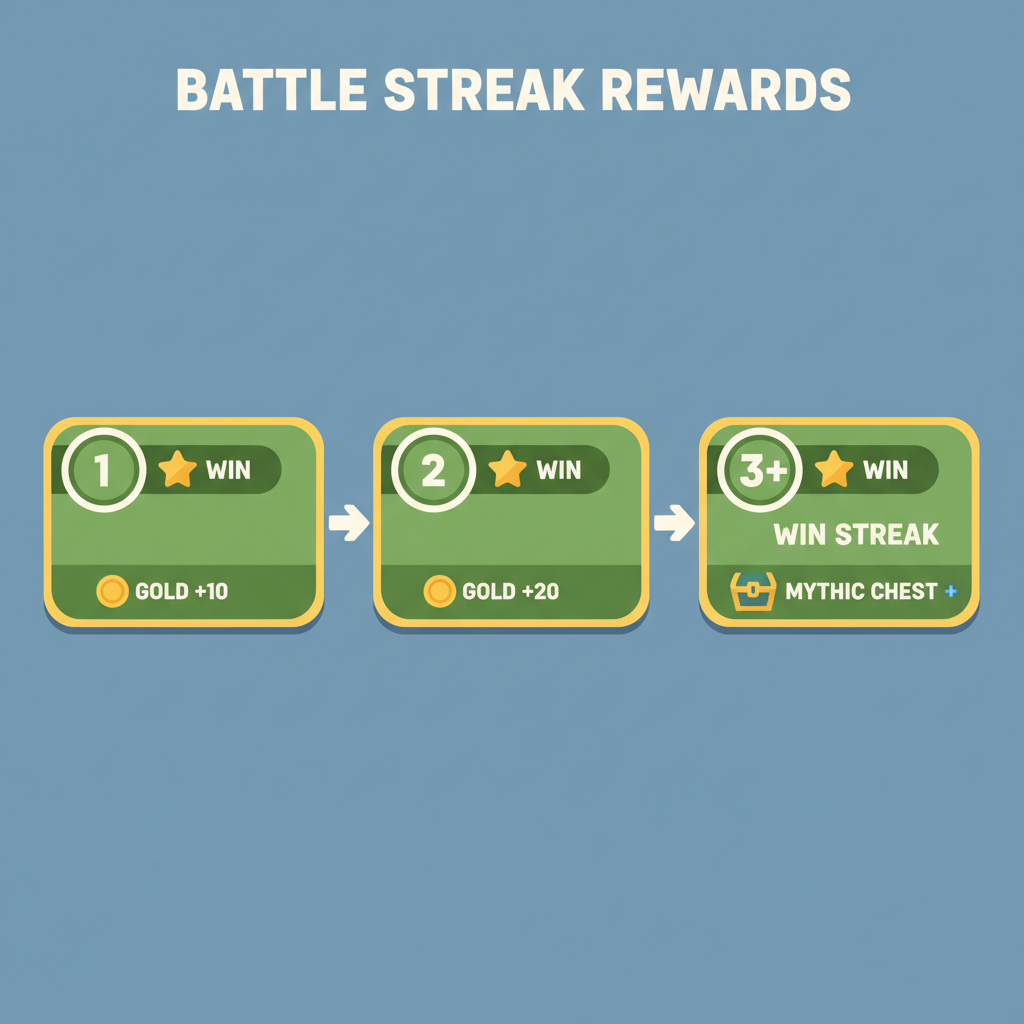 Heroes of Mavia battle streak counter, win chain graphic, increasing rewards