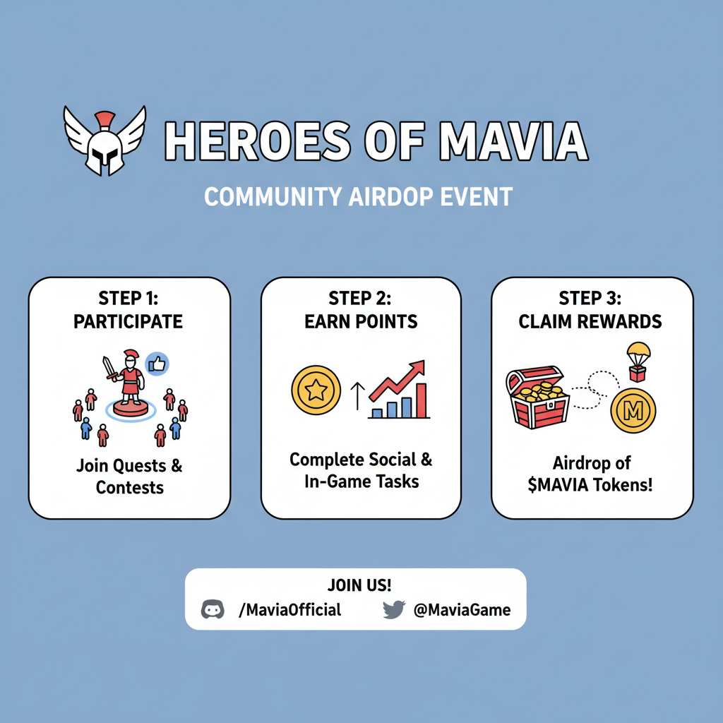 Heroes of Mavia event announcement, airdrop rewards, community participation