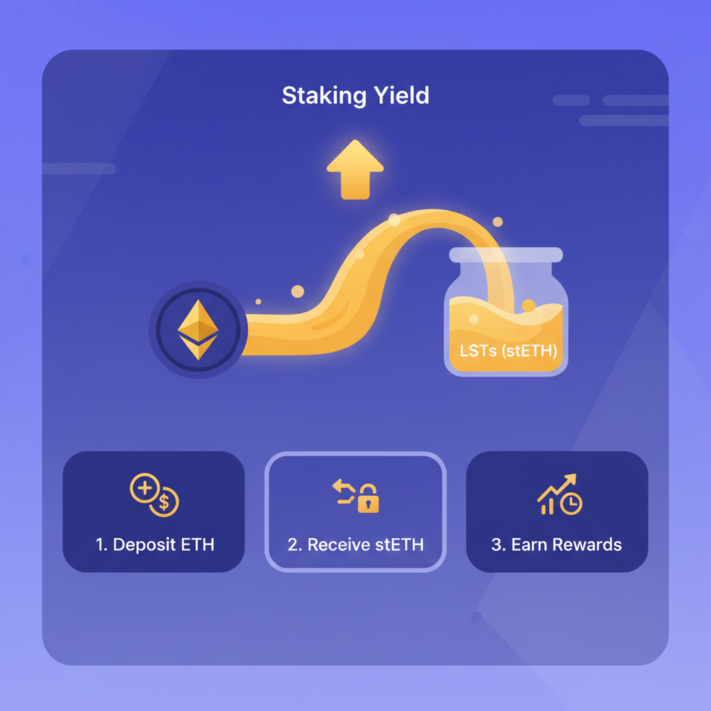 liquid staking tokens LSTs stETH glowing liquid gold Ethereum staking dashboard