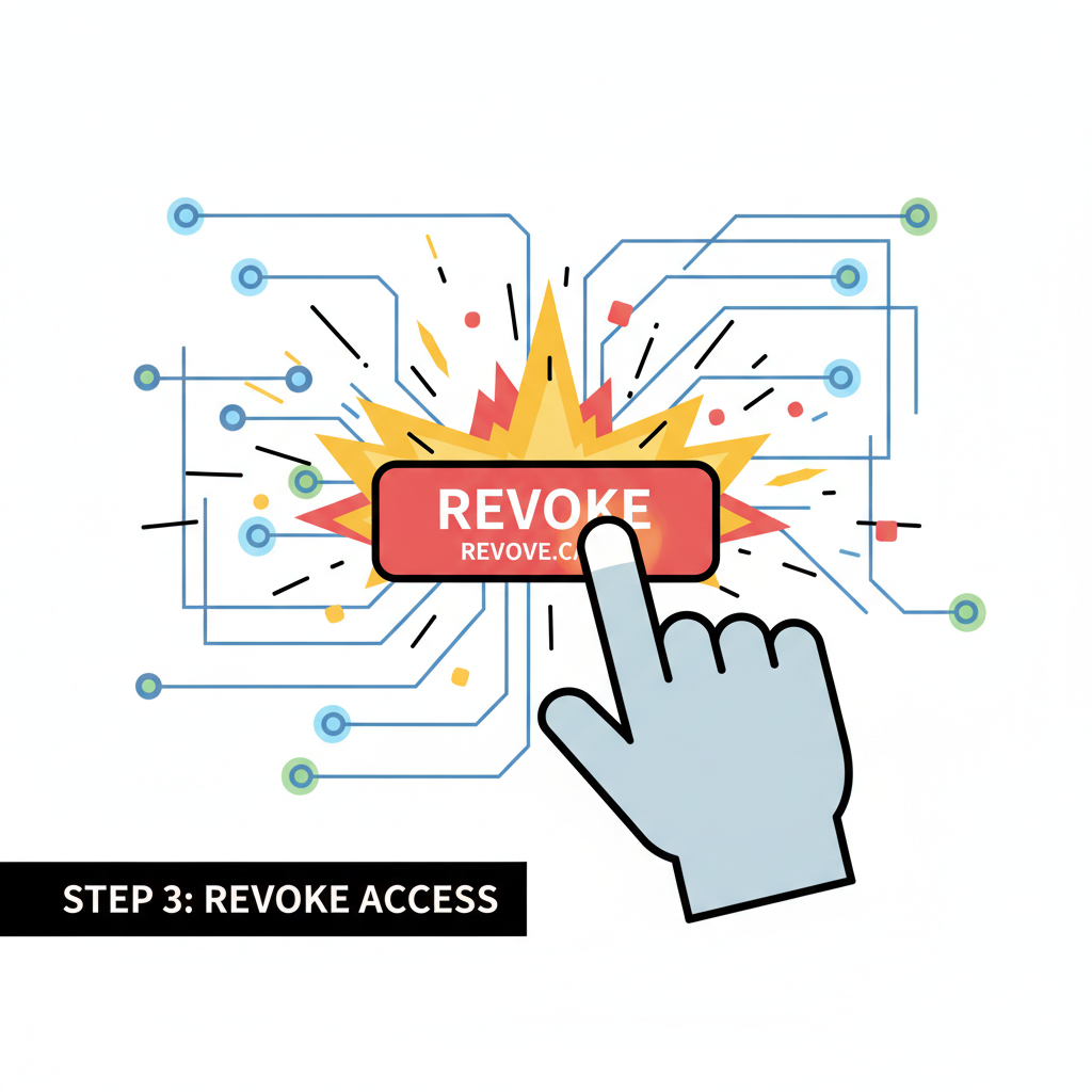 hand clicking revoke button on revoke.cash, explosion effect, intense action, cyber security theme
