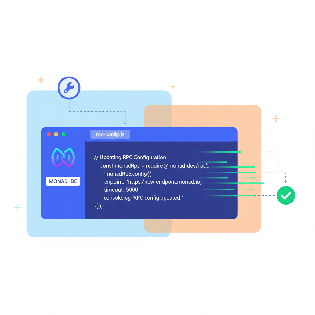 code editor updating RPC config, speed lines, Monad logo