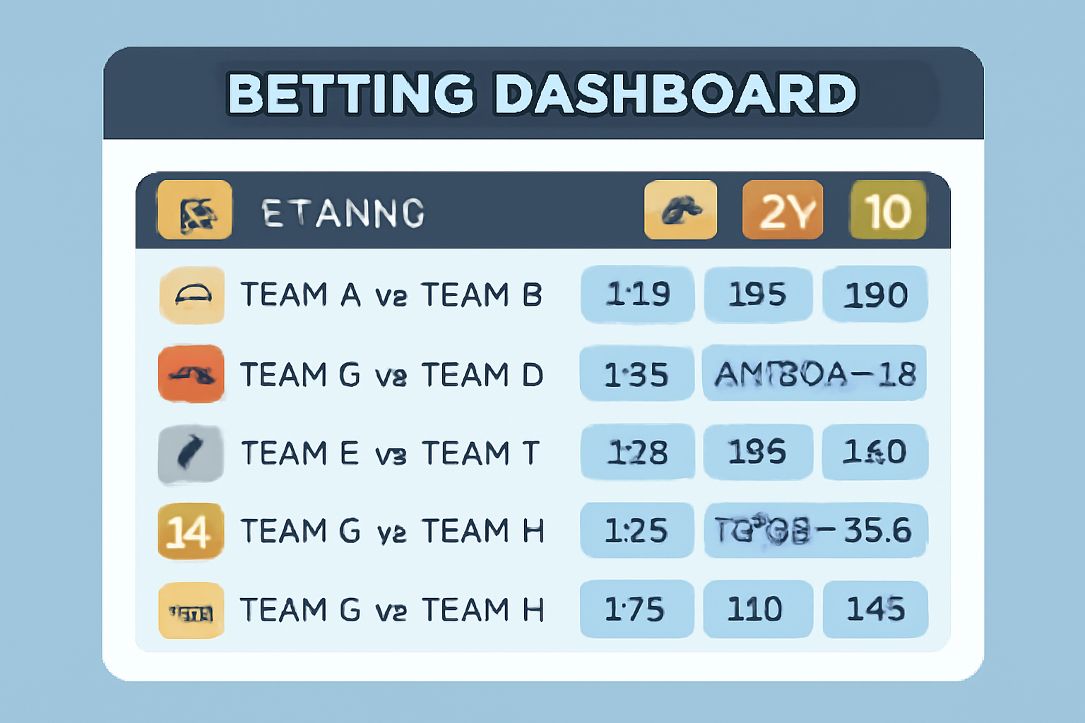 A betting dashboard displaying various esports matches and betting options, with icons for CS2, Dota 2, and League of Legends.